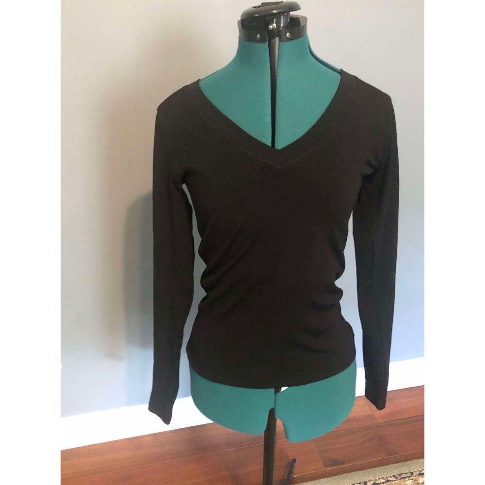 Athleta Black Ribbed Long Sleeve Performance Top, size Small